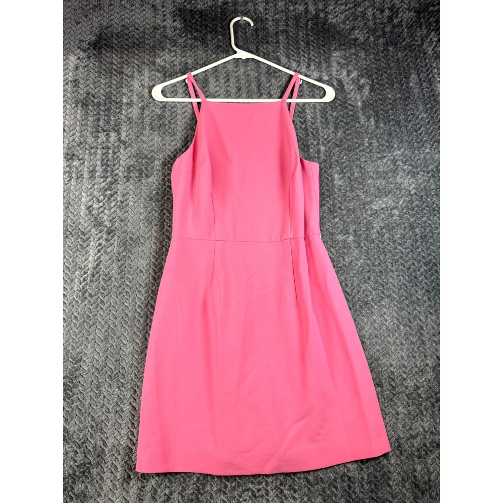 French Connection A-line Mini Dress Womens 4 Pink Stretch Square Neck Sleeveless